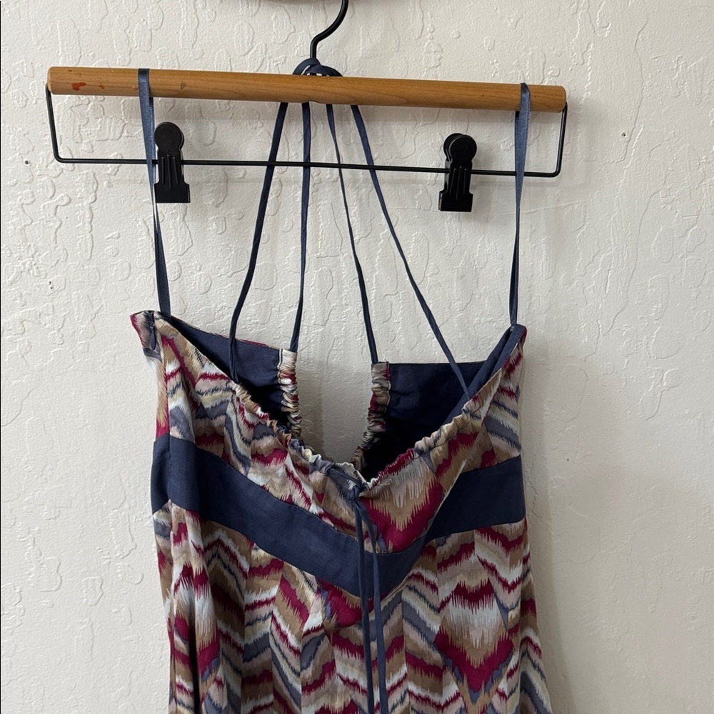 BCBGeneration Chevron Print Red Gray Maxi S Criss Cross Strap Dress Adjustable - Picture 4 of 7